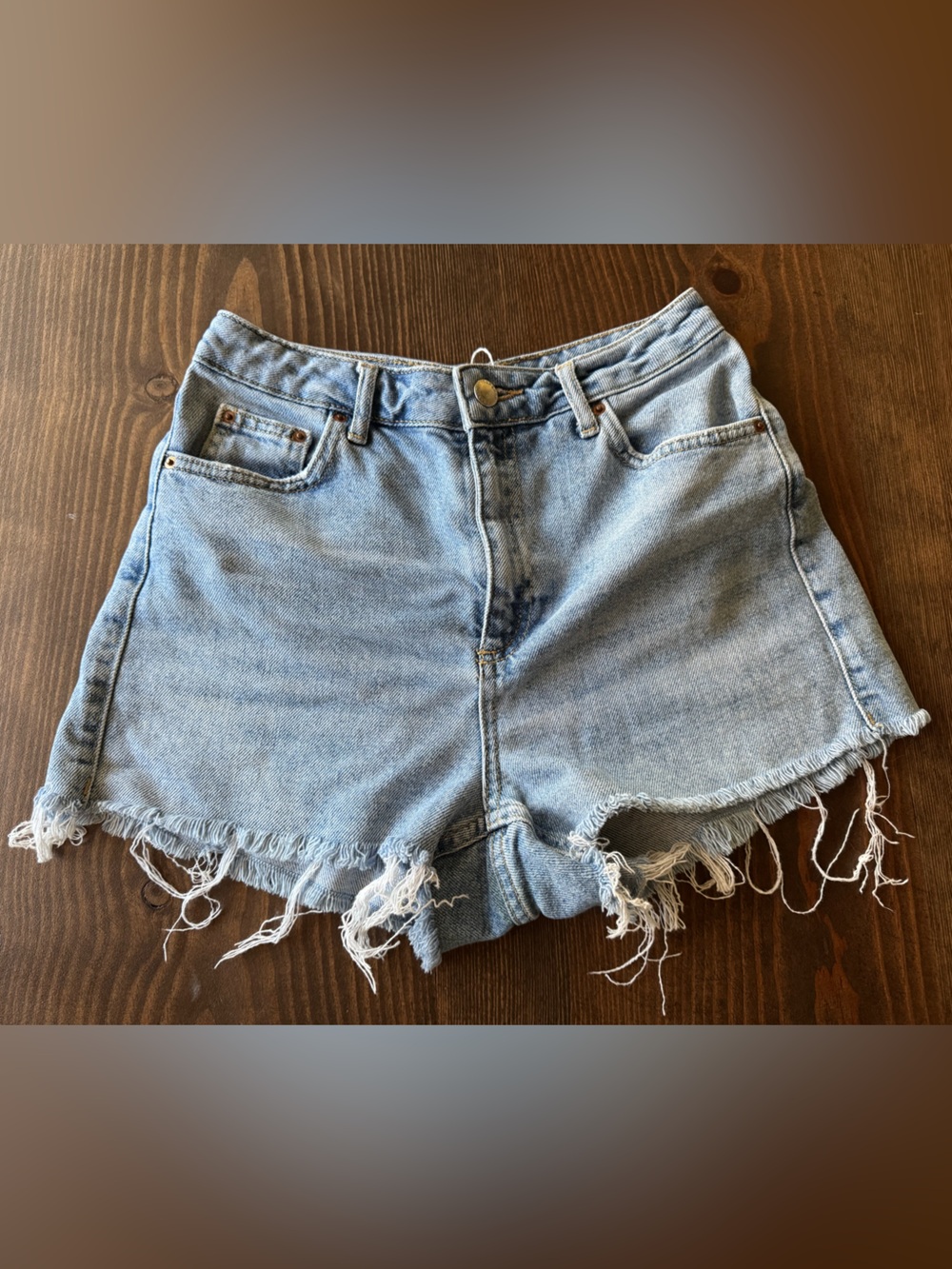 Topshop Light Blue Distressed Denim Cutoff Shorts